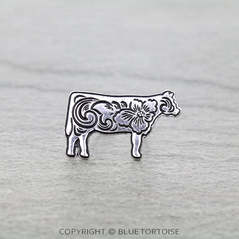 Western Etched Cow Cuff Ring