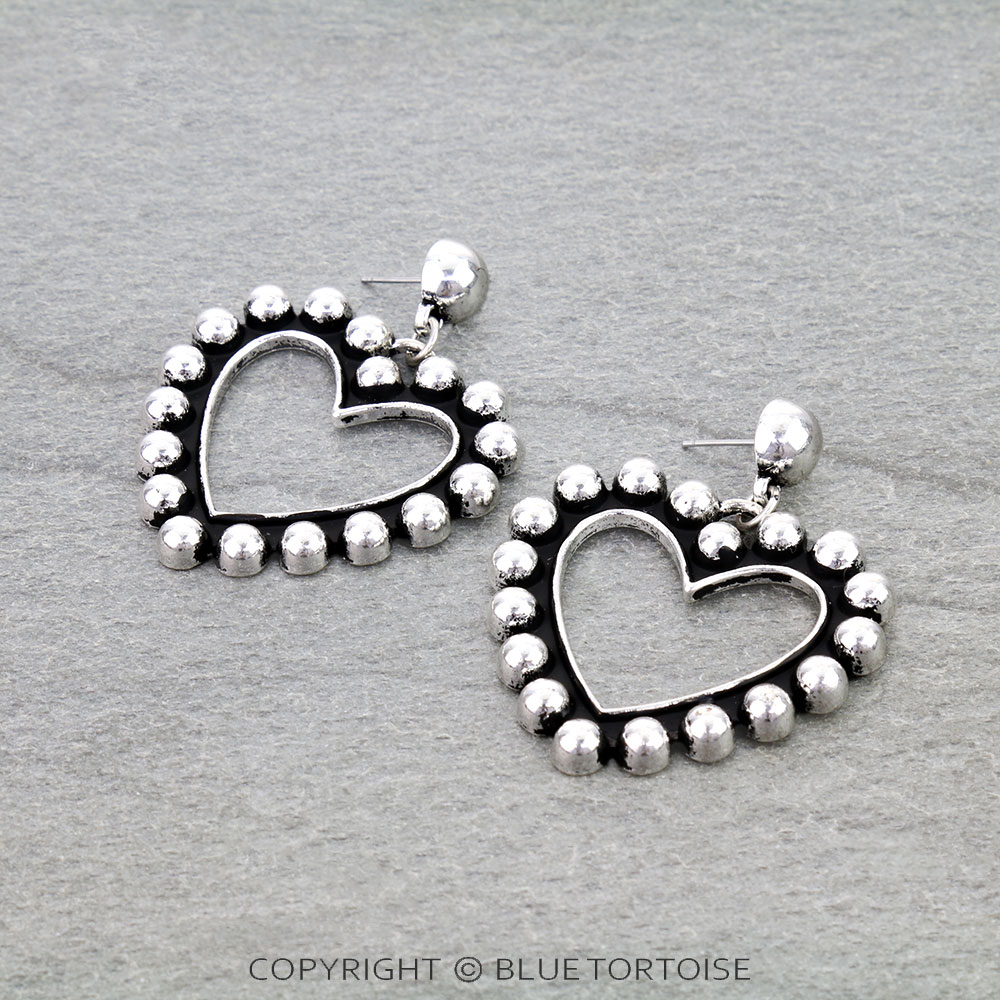 Western Heart Bubble Stud Earrings