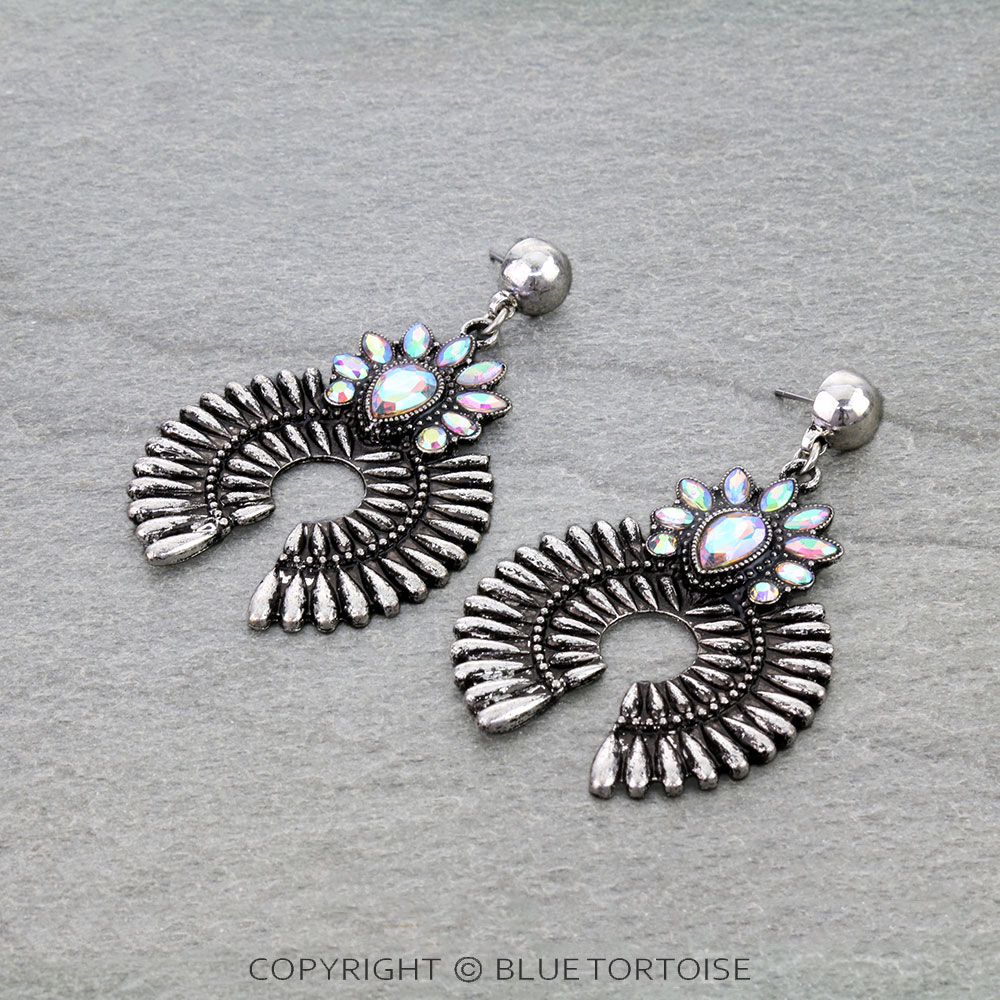Western Squash Blossom Concho Stud Earrings