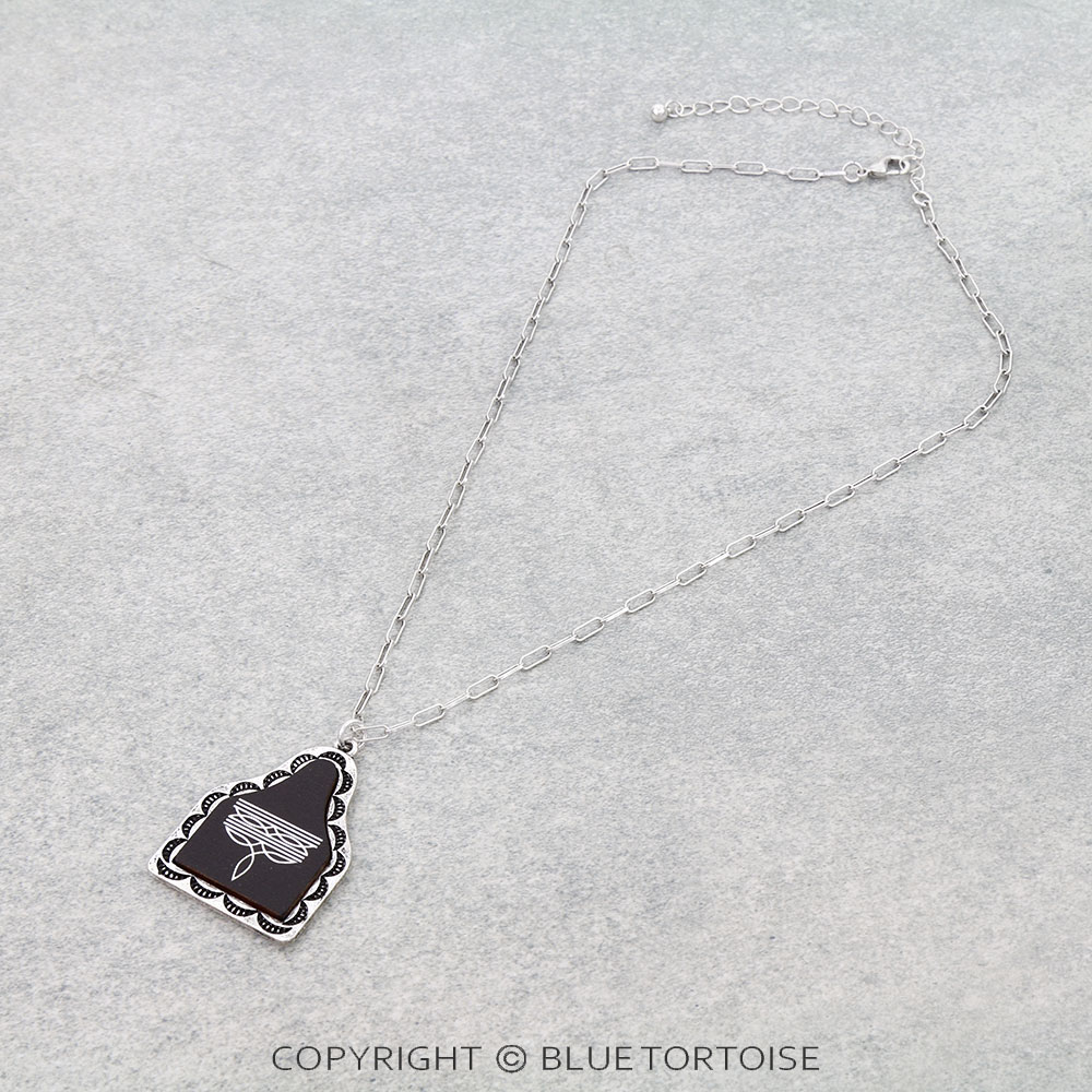Western Boot Stitch Ear Tag Necklace
