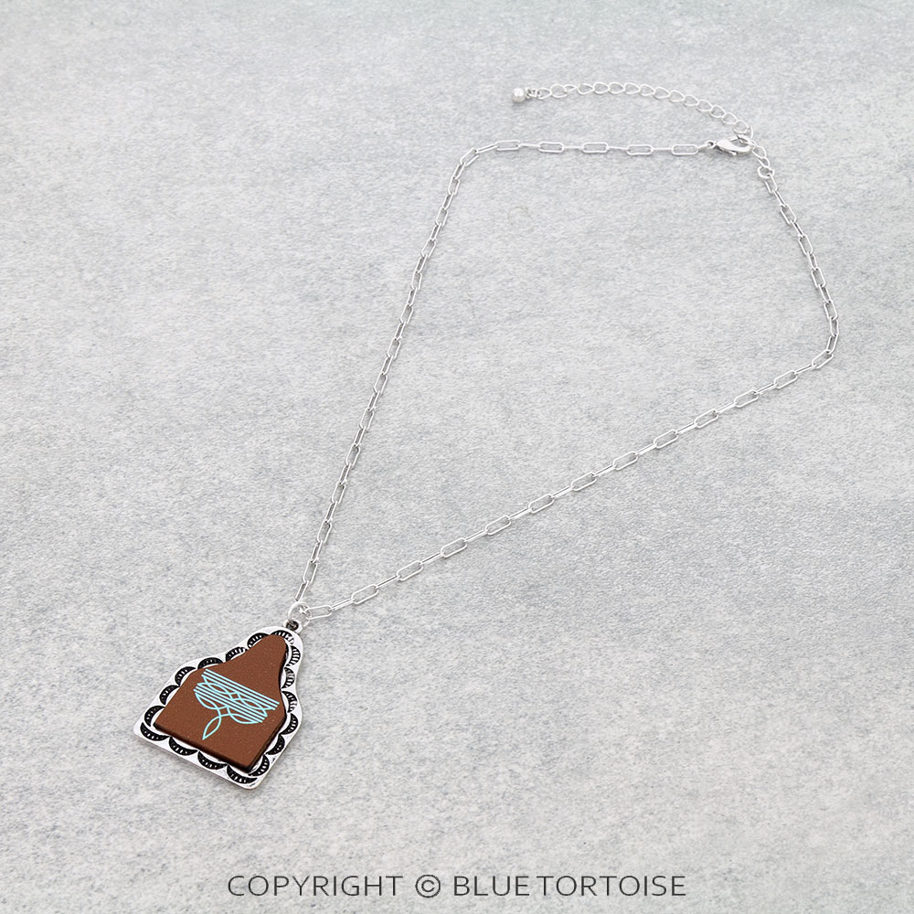 Western Boot Stitch Ear Tag Necklace