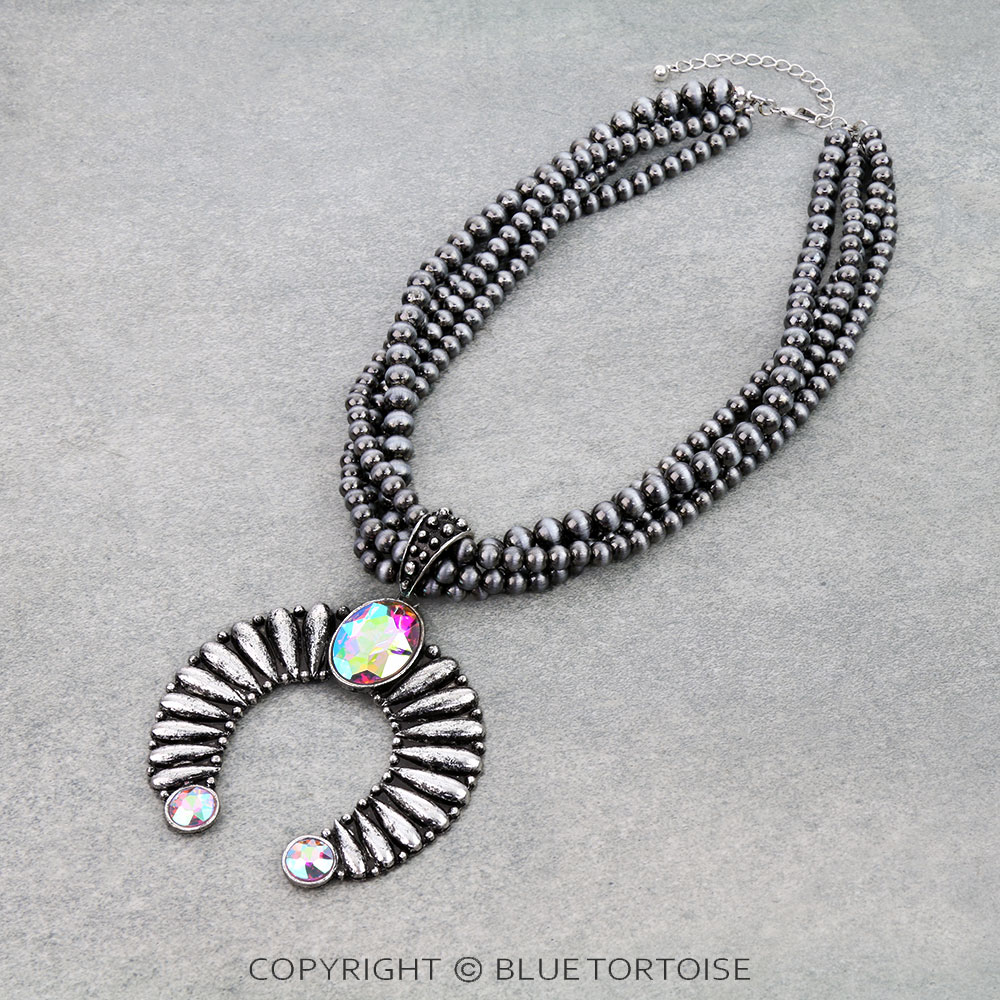 Western Squash Blossom Concho Multi Layered Necklace