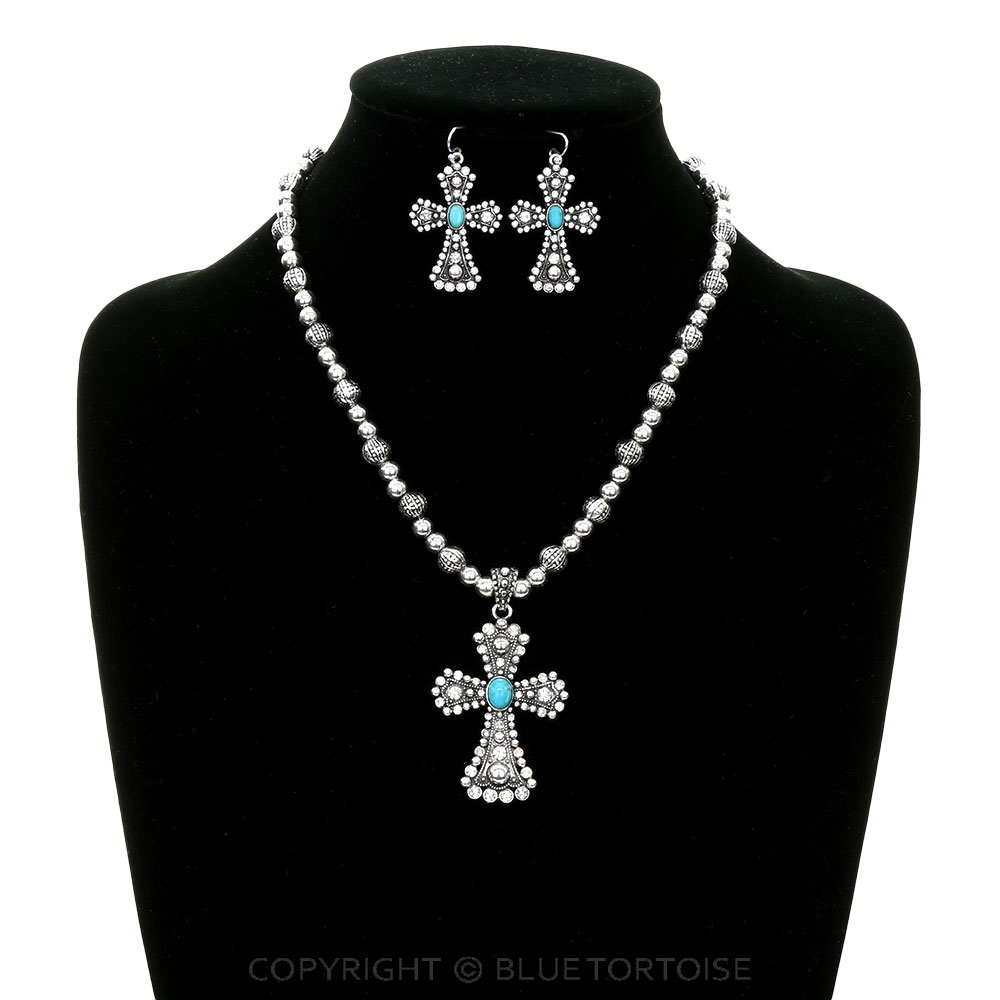 Western Cross Stone Necklace Set - Image 2