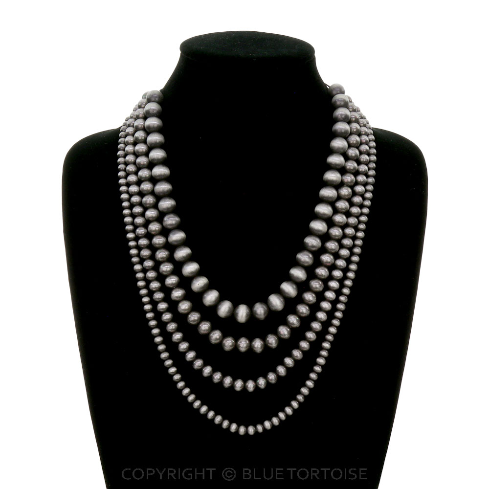 Western Multi Layered Navajo Style Pearl Necklace - Image 2