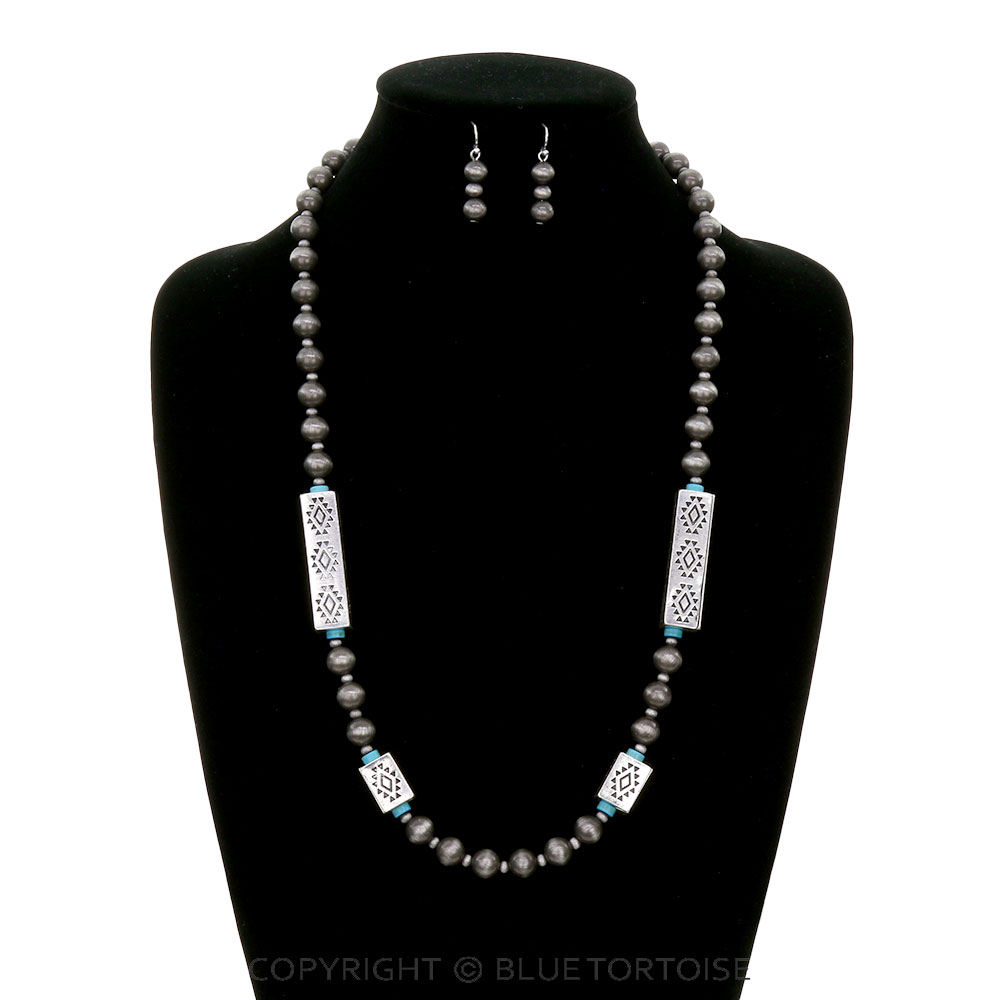 Western Aztec Navajo Style Pearl Necklace Set - Image 2