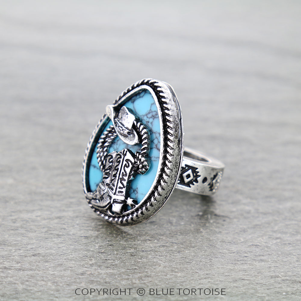 Western Boot Cutout Teardrop Stretch Ring - Image 2