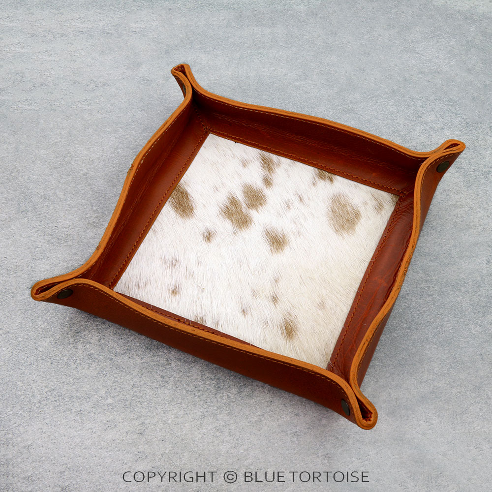 Handmade Genuine Leather Tooled Jewelry Tray - Cowhide