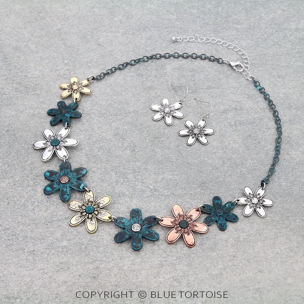 Western Flower Statement Necklace Set