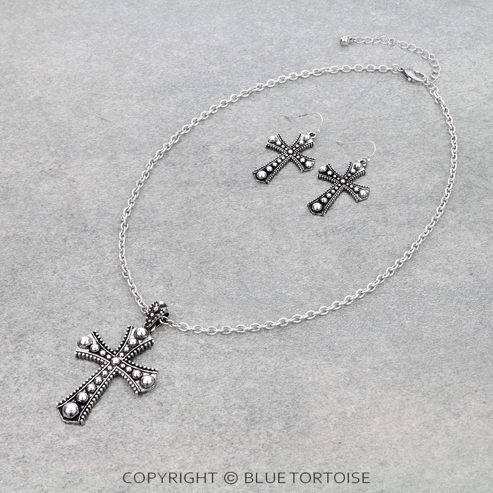 Western Ball TXR Cross Necklace Set