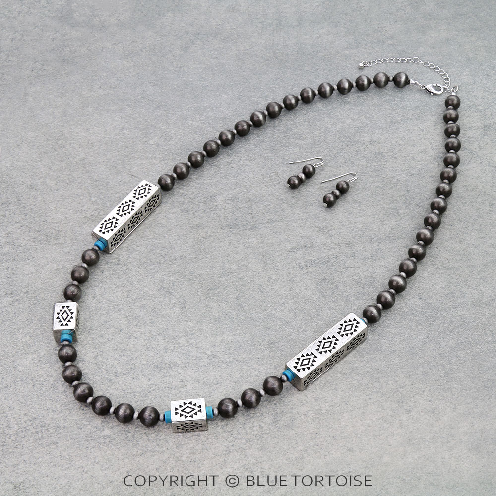 Western Aztec Navajo Style Pearl Necklace Set