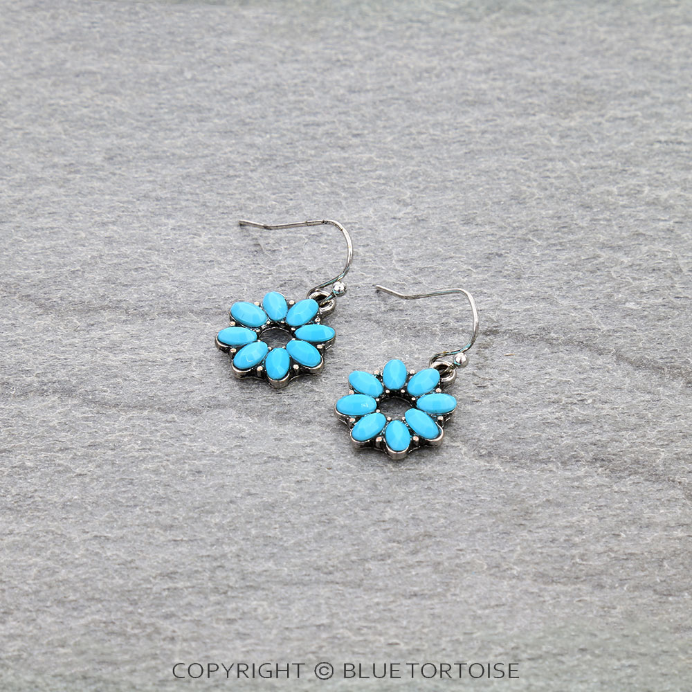 Western Flower Stone Dangle Earrings