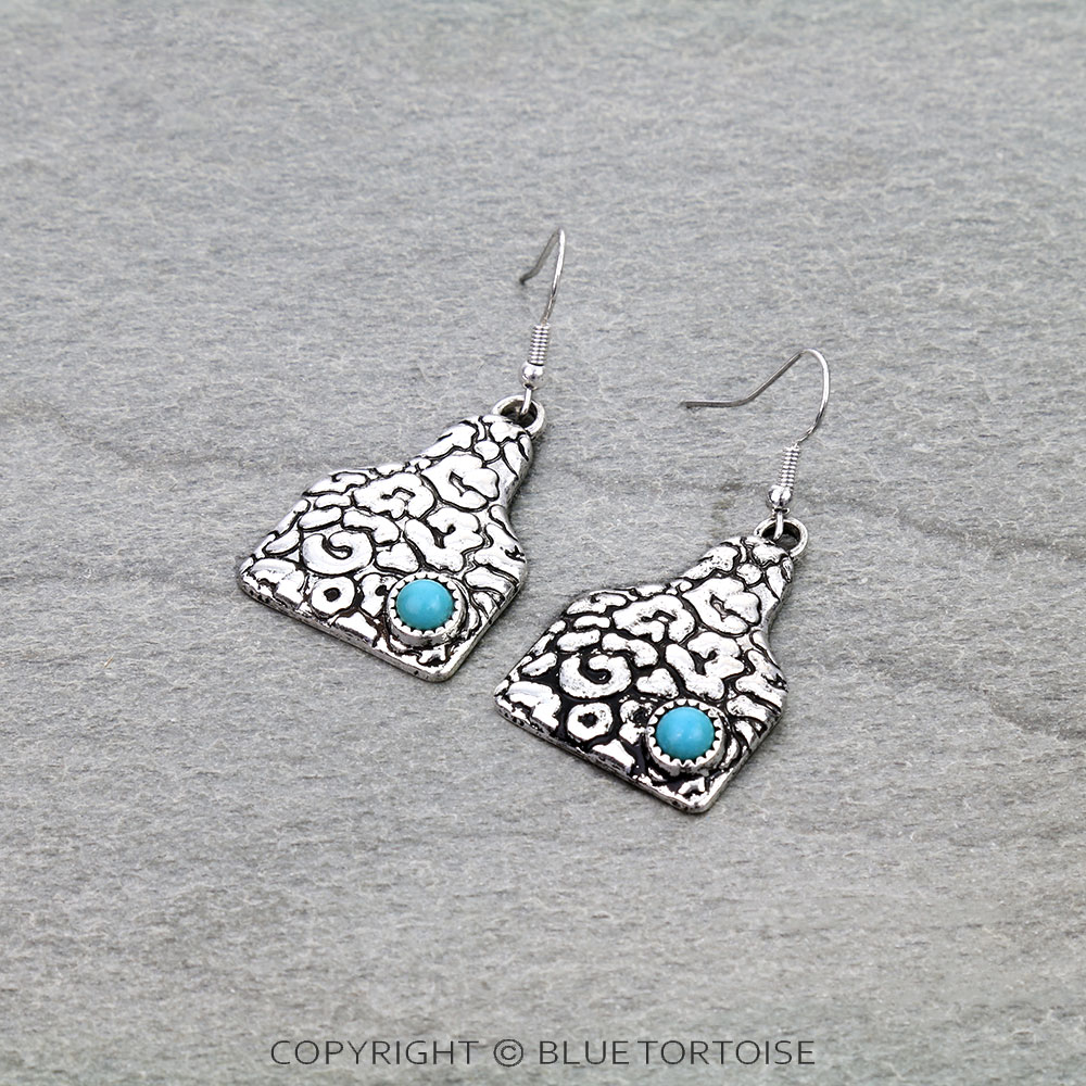 Western Leopard TXR Ear Tag Dangle Earrings