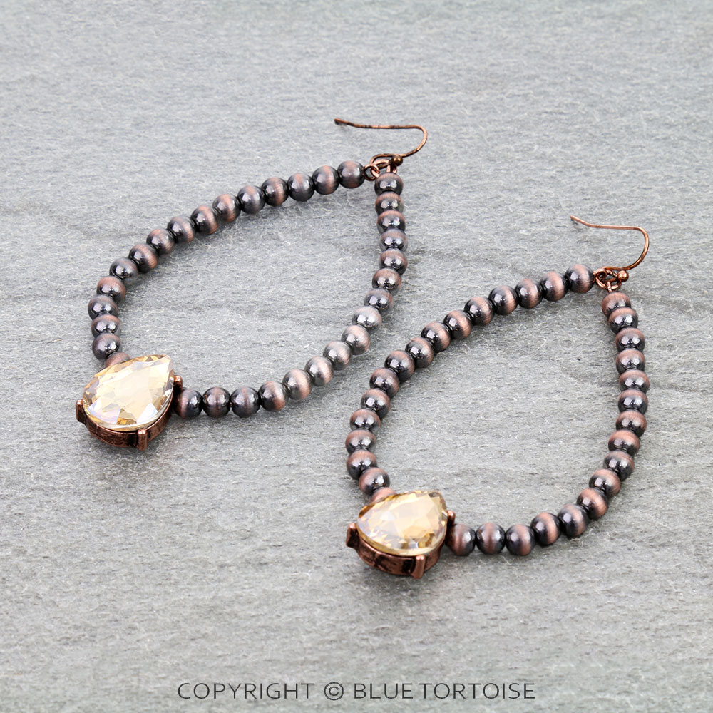 Navajo Style Pearl Stone Dangle Earrings