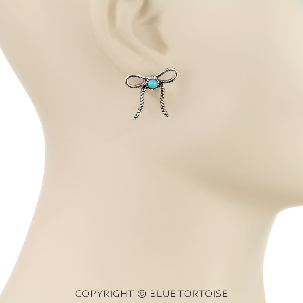 Western Rope TXR Bow Stud Earrings - Image 2