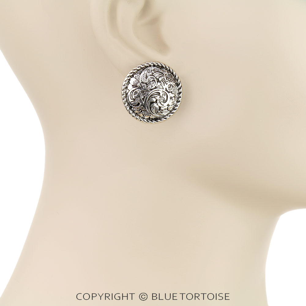 Western Rope TXR Filigree Round Stud Earrings - Image 2