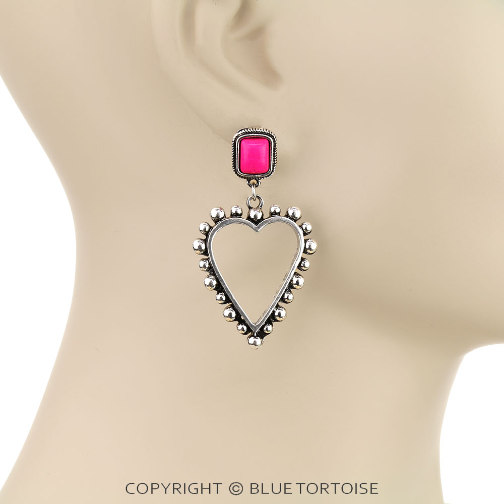 Western Ball TXR Heart Stud Earrings - Image 2
