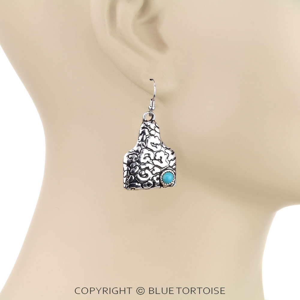 Western Leopard TXR Ear Tag Dangle Earrings - Image 2
