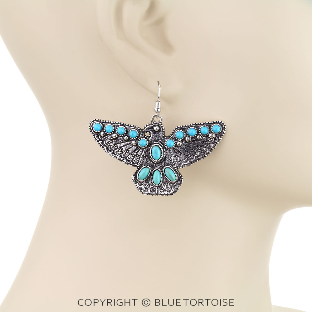 Western Thunderbird Stone Dangle Earrings - Image 2