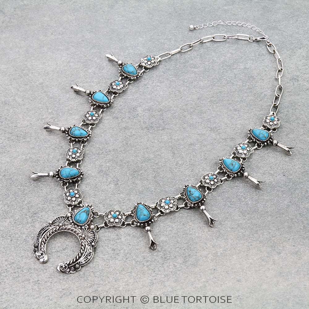 Western Squash Blossom Flower Necklace