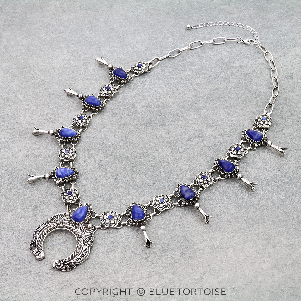 Western Squash Blossom Flower Necklace