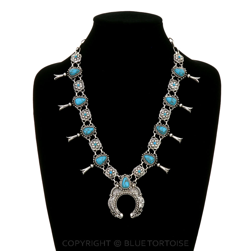Western Squash Blossom Flower Necklace - Image 2