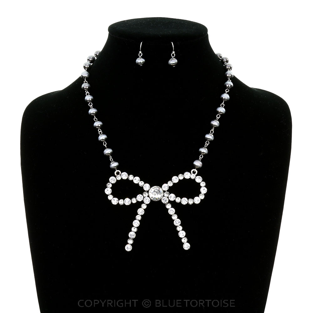 Navajo Style Pearl Bow Stone Necklace Set - Image 2
