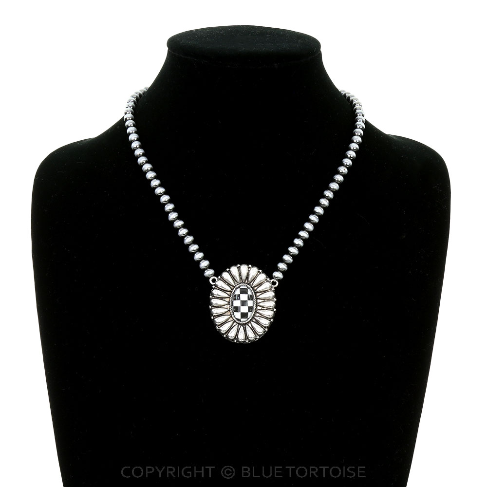 Western Concho Stone Pendant Necklace - Image 2