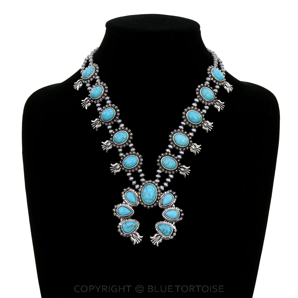 Western Checker Squash Blossom Necklace - Image 2