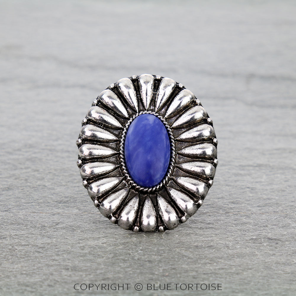 Western Concho Stone Cuff Ring