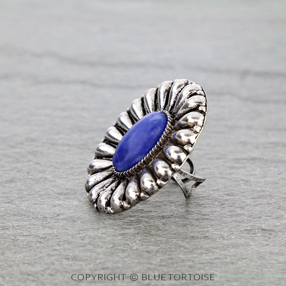 Western Concho Stone Cuff Ring - Image 2