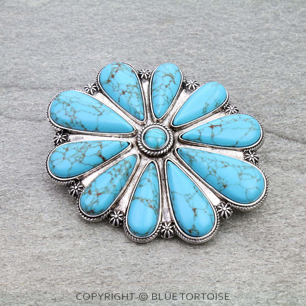 Western Concho Stone Belt Buckle