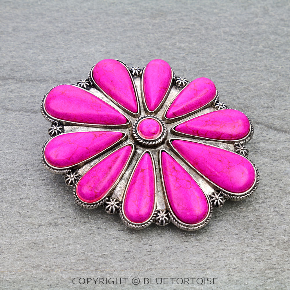 Western Concho Stone Belt Buckle