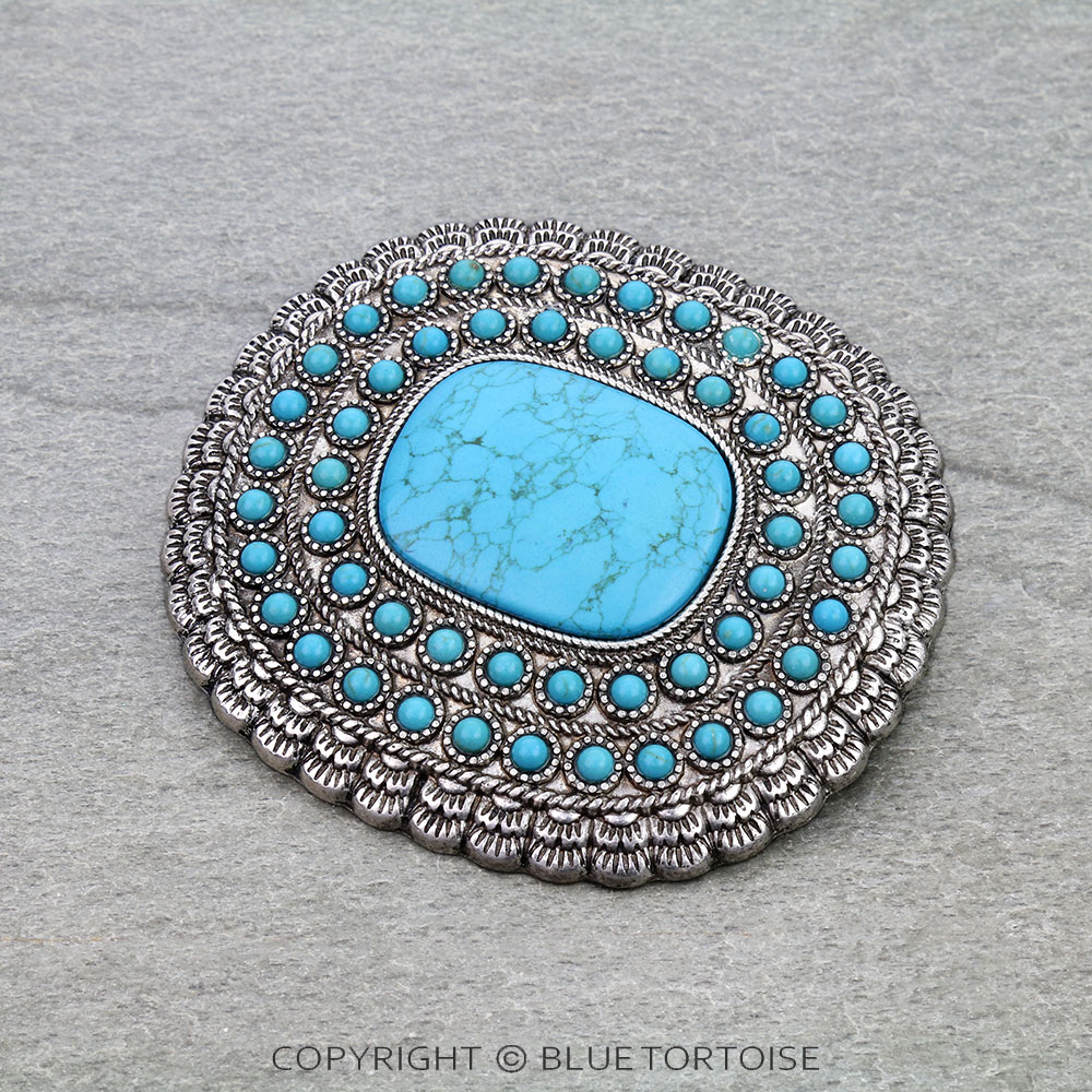 Western Concho Stone Belt Buckle