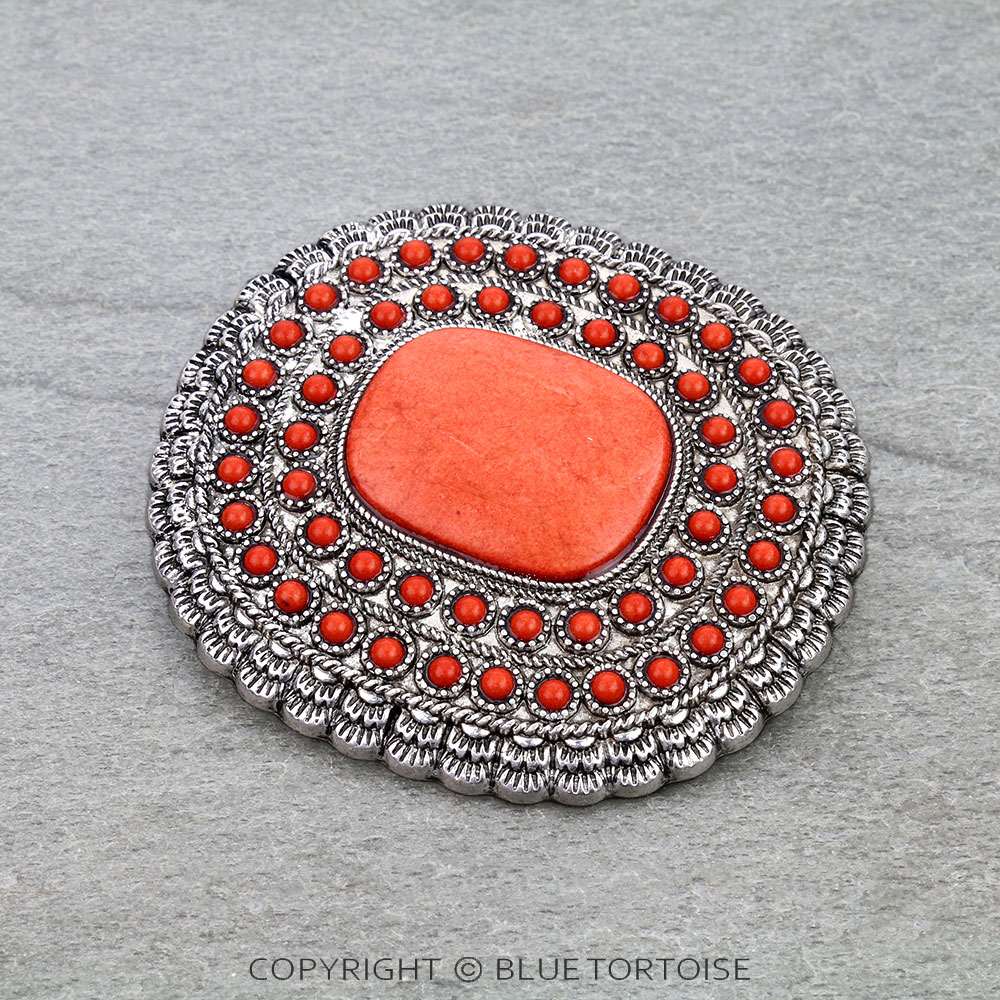 Western Concho Stone Belt Buckle