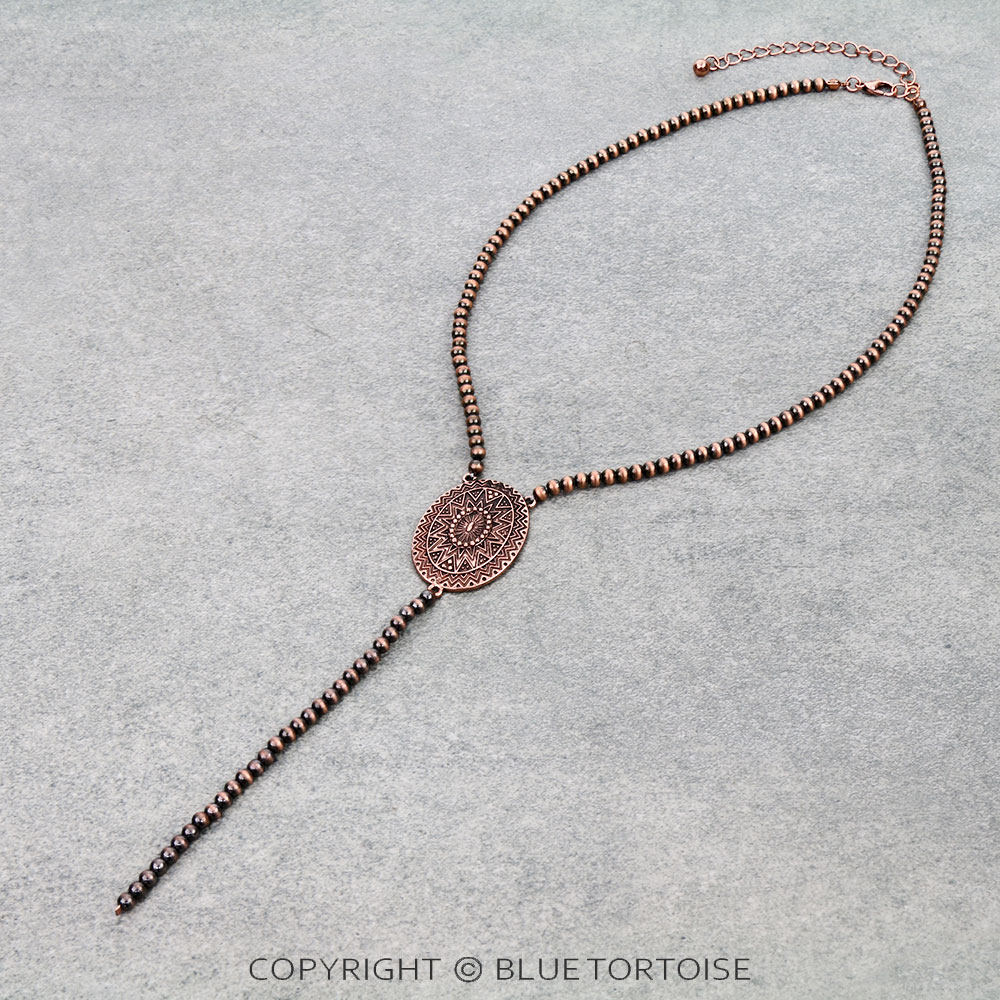 Navajo Style Pearl with Aztec Y Necklace