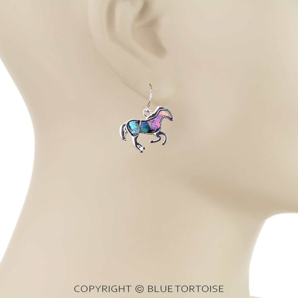Abalone Resin Horse Dangle Earrings - Image 2
