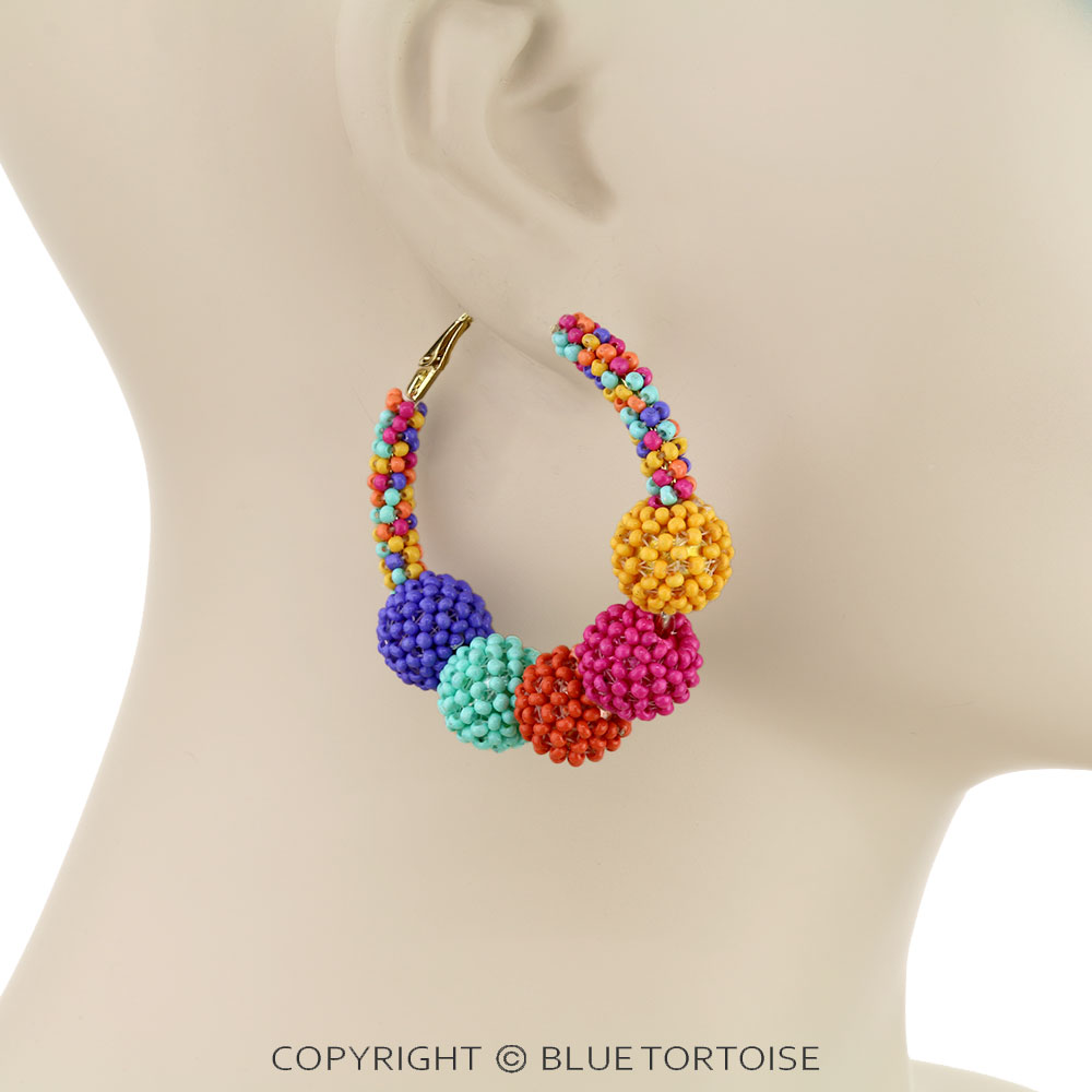 Seed Bead Hoop Earrings - Image 2