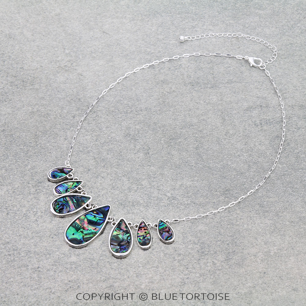 Abalone Resin Teardrop Necklace