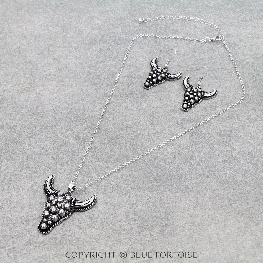 Western Ball TXR Steer Head Necklace Set