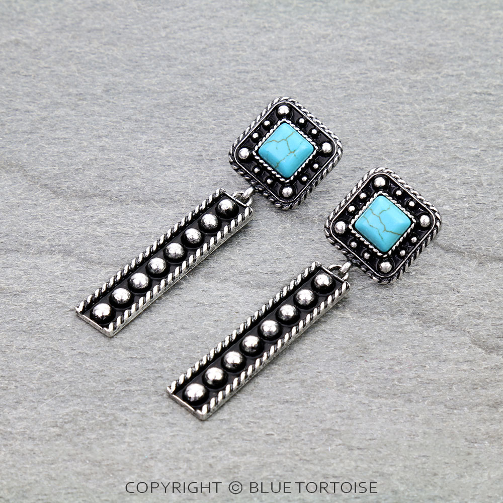 Western Ball TXR Bar Stud Earrings