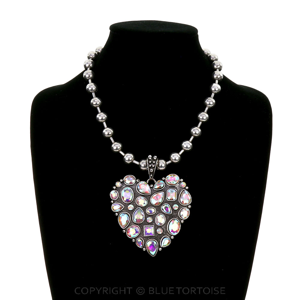 Western Large Heart Pendant Ball Necklace - Image 2