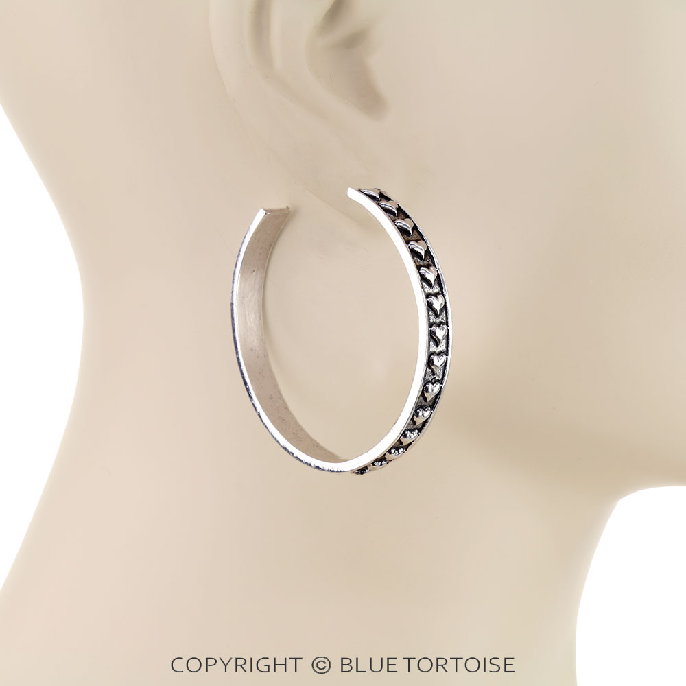 2" Western Bubble Heart Hoop Earrings - Image 2