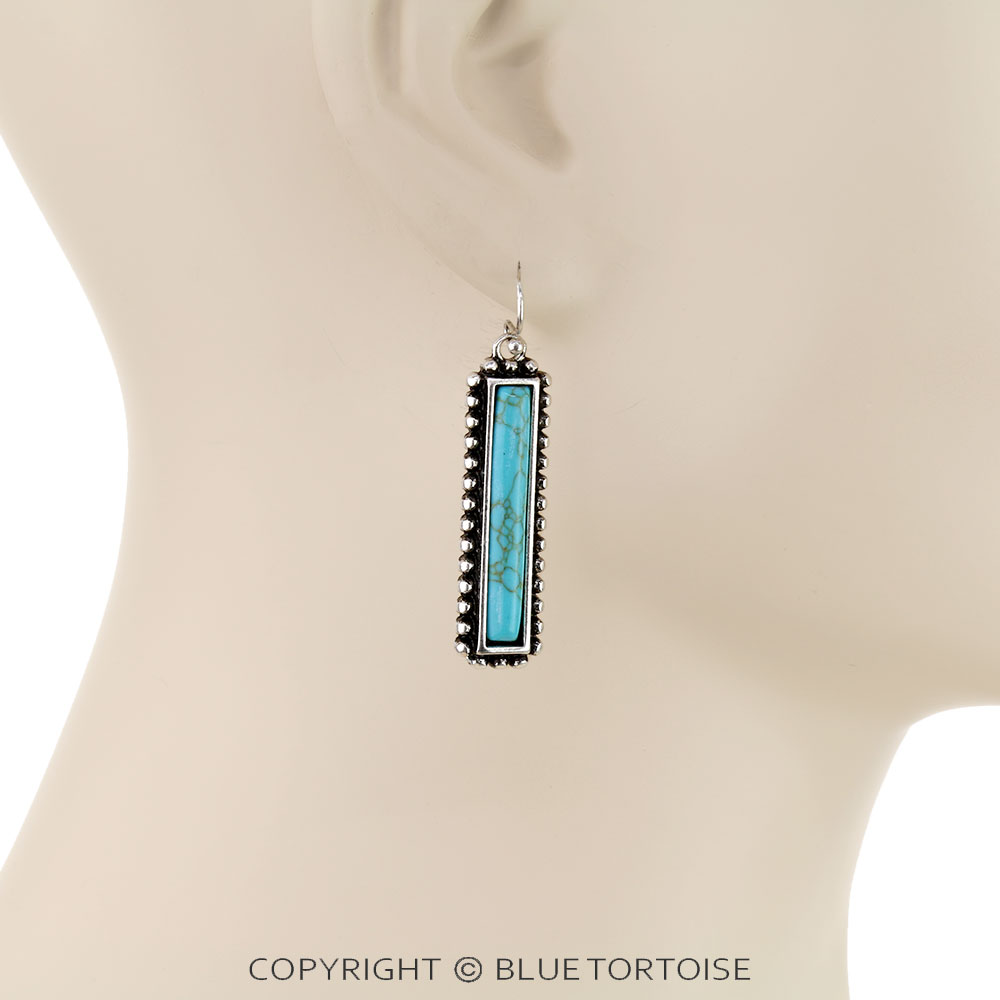Western Bar Stone Dangle Earrings - Image 2