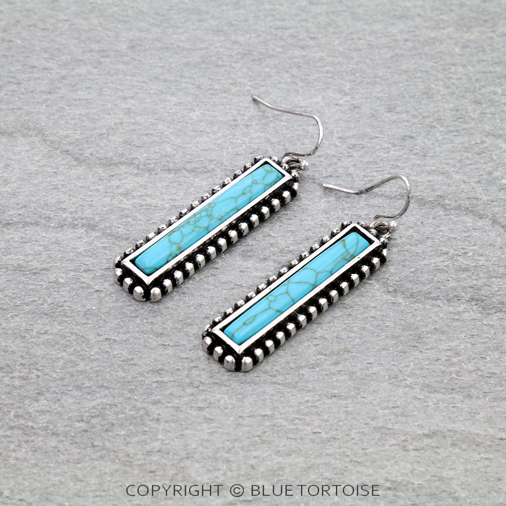 Western Bar Stone Dangle Earrings