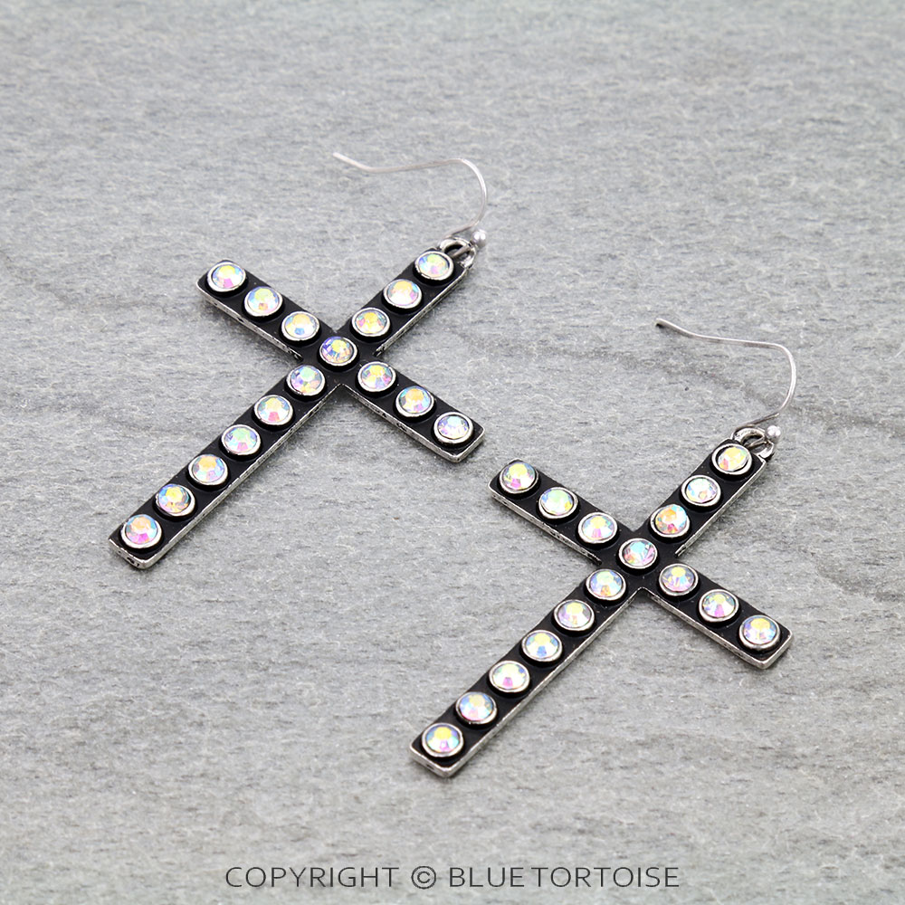 Western Bubble Cross Dangle Earrings