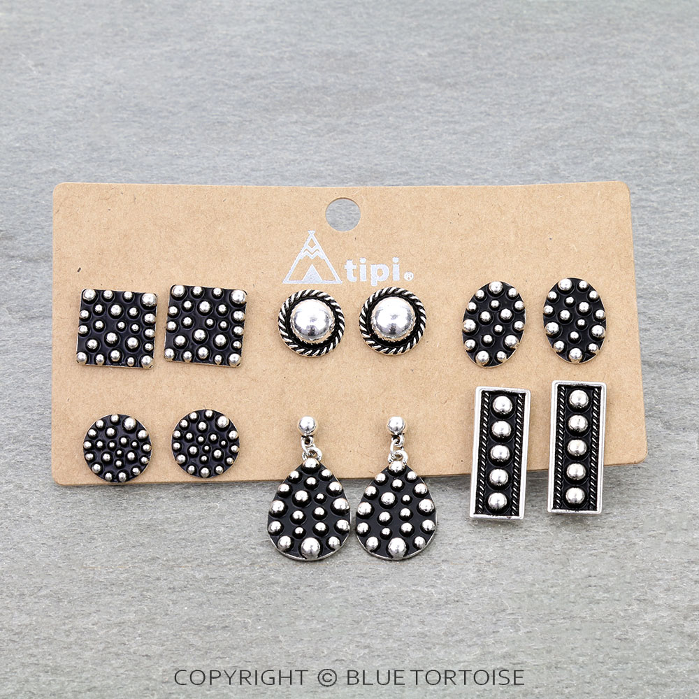 6 Pair Western Style Mix Earring Set