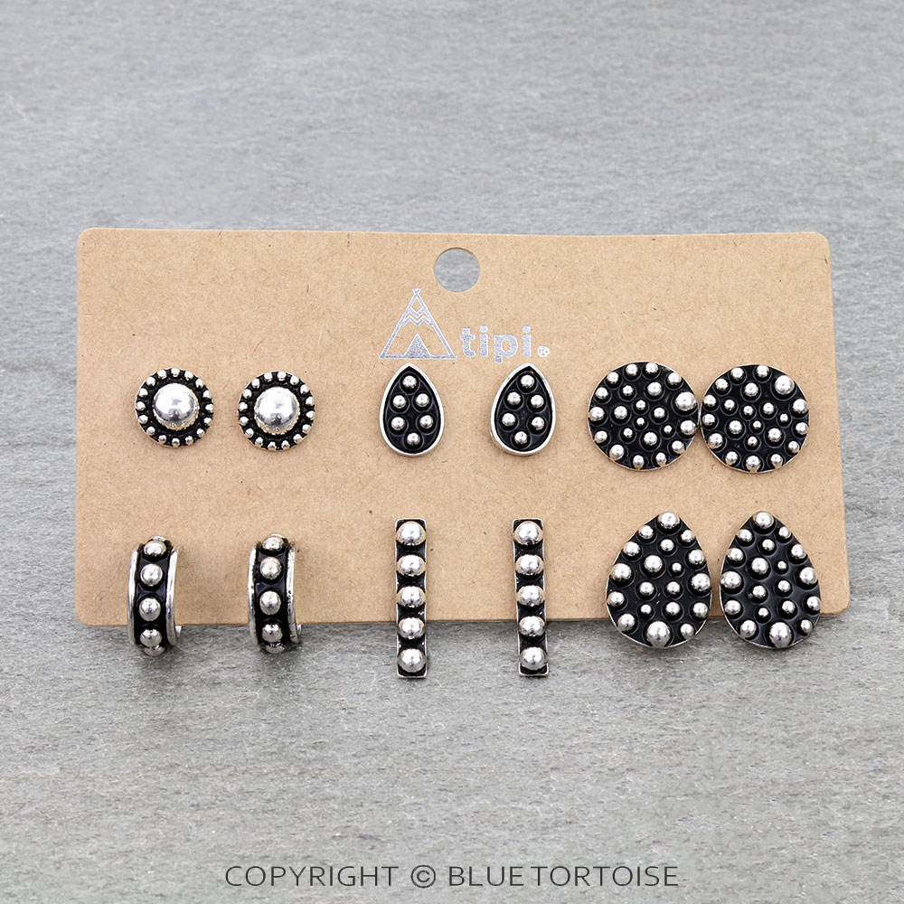 6 Pair Western Style Mix Earring Set