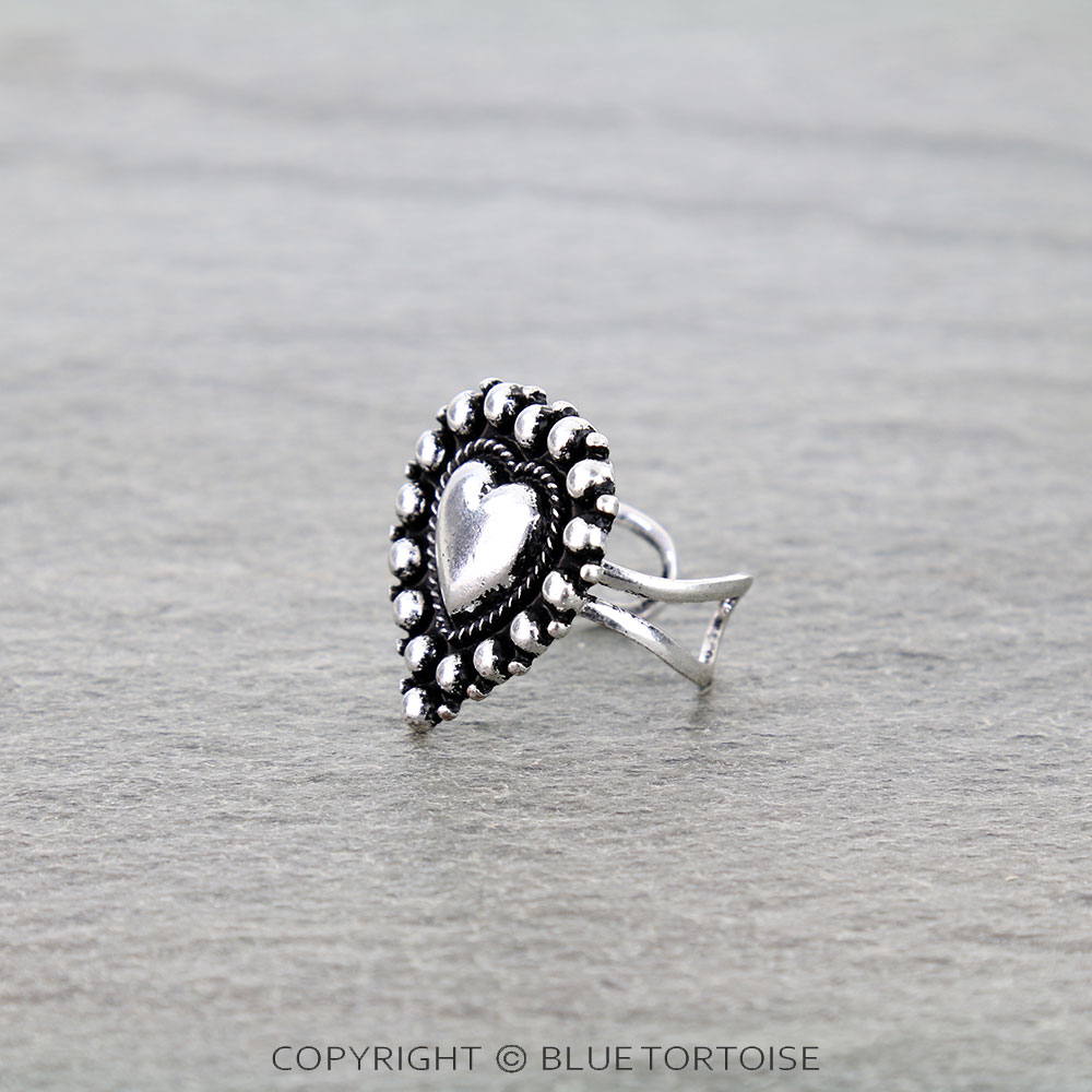 Western Bubble Heart Cuff Ring - Image 2