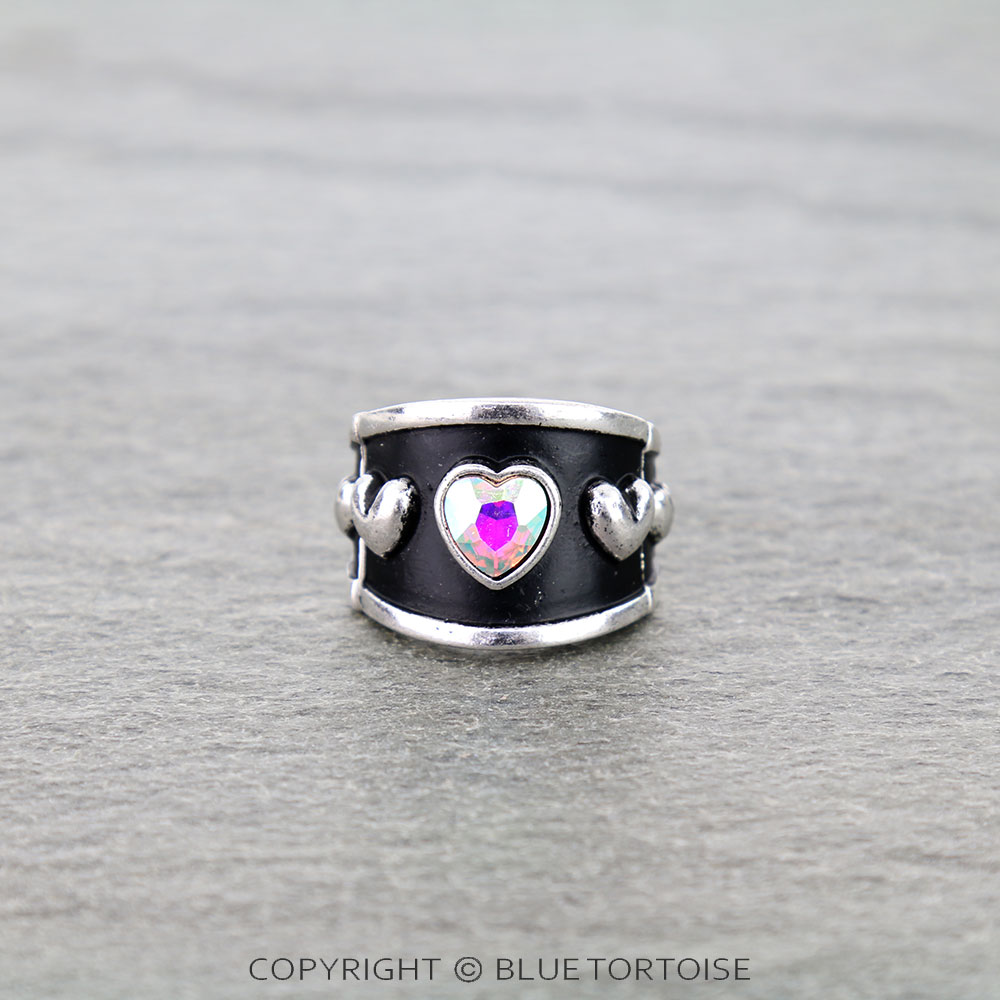 Western Bubble Heart Stone Stretch Ring