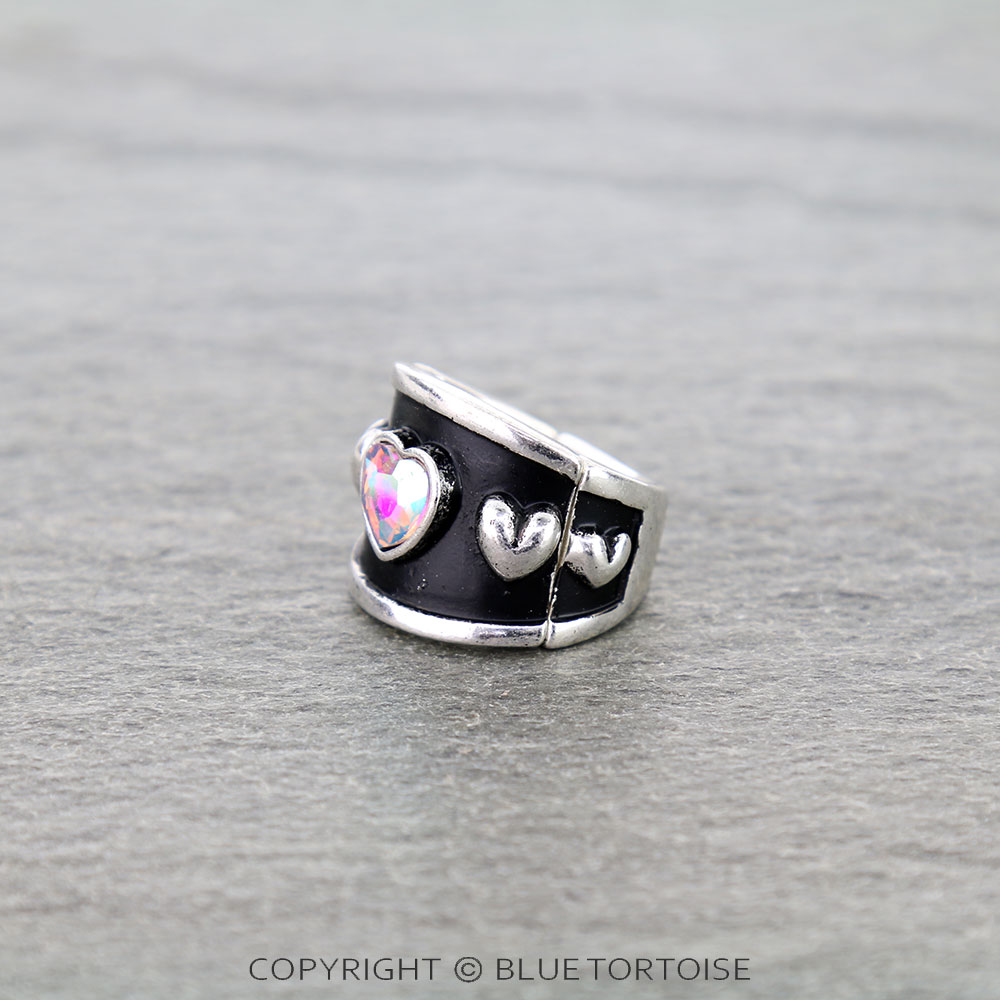 Western Bubble Heart Stone Stretch Ring - Image 2